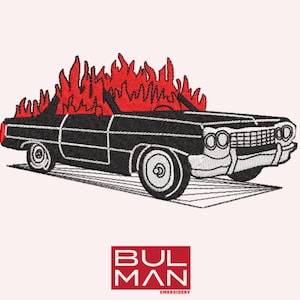Car Embroidery Design, Burn Car Machine Embroidery File, Car Embroidery, Instant Download, Embroidery Pattern