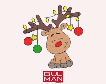Christmas Deer Machine Embroidery Design (Instant Download)