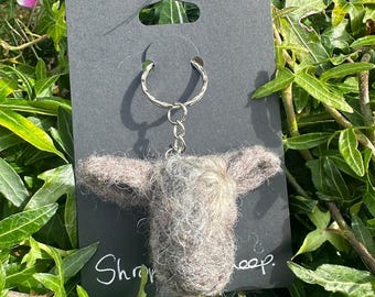 Needle Felted Sheep Keyring: Handcrafted Wool Farm Animal Charm