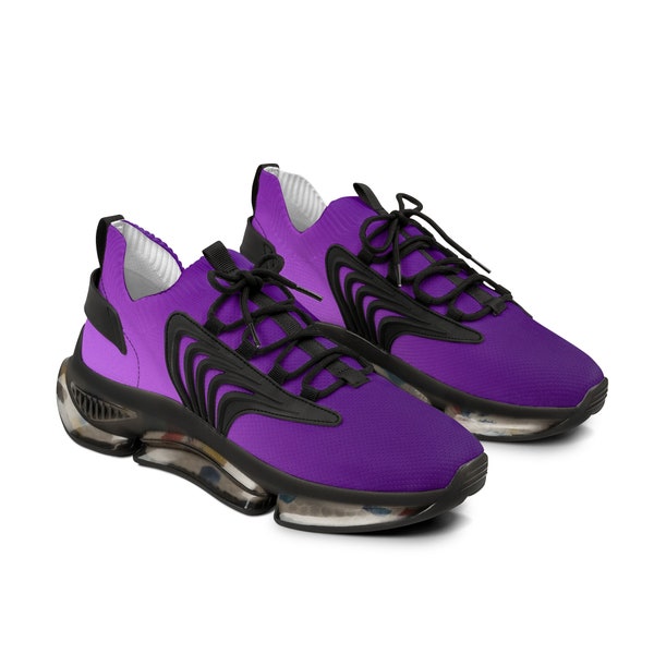 Soft Custom Design Mens Mesh Sneakers in Light Purple with Black n White Sole