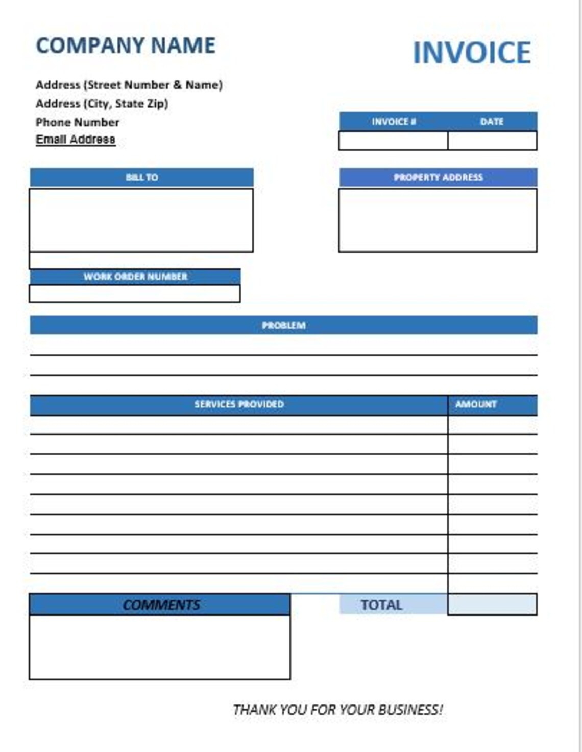 Handyman Invoice Template (WORD DOC ) Etsy