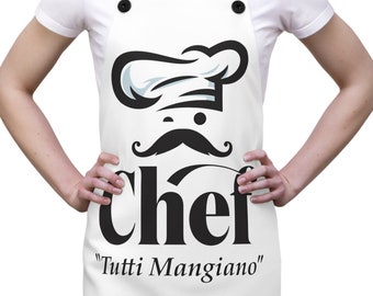 Chefs apron, Italian Chef, Cooking apron, Everyone Eat, Tutti Mangiano, Chef Gift,