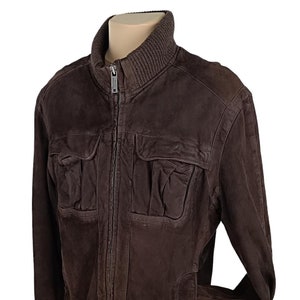 Vintage Chevignon Mens Brown Leather Suede Aviator Bomber Jacket Size XL
