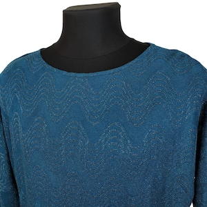M Missoni Womens Teal Blue Knit Viscose Blend 1/2 Sleeve Shift Dress Size S