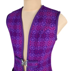 Vintage 70s Welsh Woollens Womens Purple Wool Vest Waistcoat Size UK 14 (L)