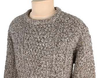 Irish Inspiration Mens Brown Hand Loomed Wool Knit Sweater Jumper Size M/L*