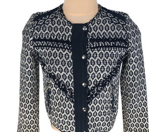IRO Jony Womens Black/White Knit Long Sleeve Pockets Cardigan Jacket Size 2 (M)