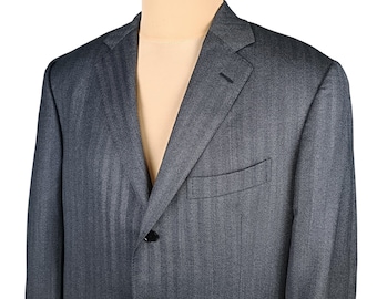 Boglioli Mens Gray Wool Herringbone Blazer Jacket Size IT 54 / US, UK 44