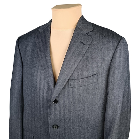 Boglioli Mens Gray Wool Herringbone Blazer Jacket Size IT 54 / US