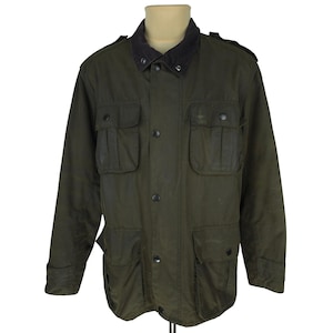 Barbour Trooper Waxed Field Jacket Cotton Brown Rain Country Mens Size L