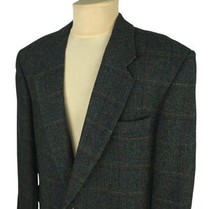 Vintage Harris Tweed Westbury Mens Dark Green Check Wool Blazer Jacket Size EU 27 (XXL)