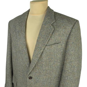 Vintage Harris Tweed Mens Taupe Wool Blazer Jacket Size US/UK 46R (XXXL)