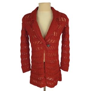 Cardigan da donna Kuna: maglia aperta in alpaca/lana Suri Brick, taglia S