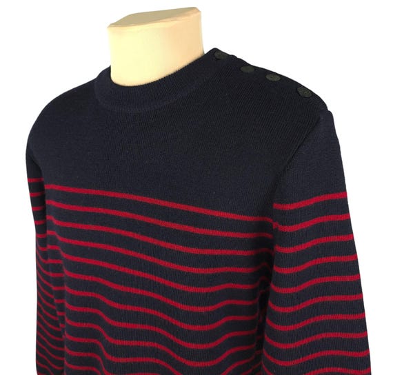 Blue Binic St James Sweater Saint James Mens Wool Black/Red Binic