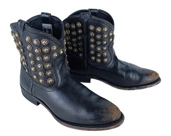 FRYE Wyatt Disc 76684 Womens Black Studded Ankle Boots Size US 7