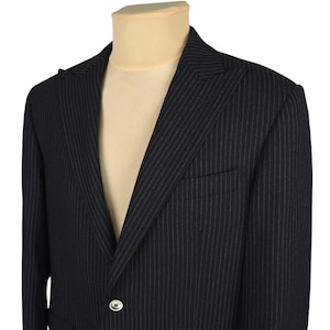 Trend Corneliani Mens Black Srtiped Wool Blazer Jacket Size EU 50 / US 40 (M)