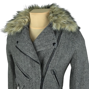 Vintage Denim&Supply Ralph Lauren Womens Gray Wool Herringbone Tweed Biker Jacket Size M