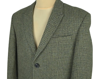 Veste Jack Wills En Laine Tweed Vert Mélangé - Taille 12 Femme - Doublure Contrastante - Carreaux