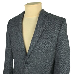 H&M Moon Tweed Wool Blazer: Gray Herringbone Jacket, Size US 38R / S