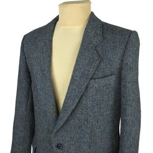 Vintage Harris Tweed Bhs Mens Gray Wool Herringbone Blazer Jacket Size UK/US 42 (L)