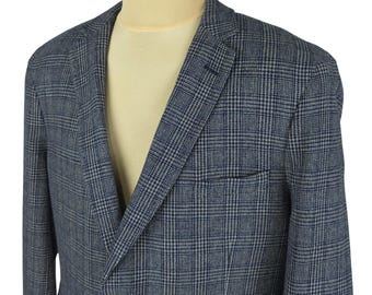 Gant Mens Blue Wool Check Blazer Jacket Size EU 58 / US 48 (3XL)