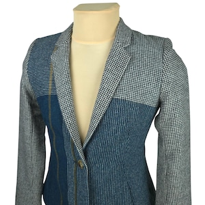Blazer de tweed para mujer Hobbs: Chaqueta de lana con patchwork de pata de gallo, talla UK 10 / US 6 (S)