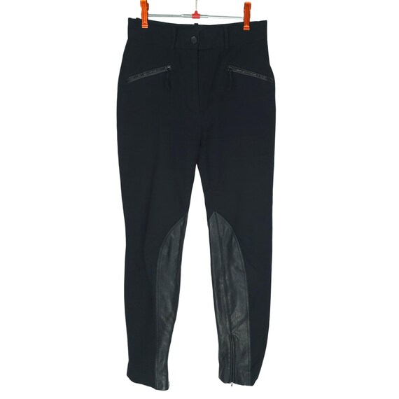 D&G, Vintage D&G Dolce Gabbana Black Leather Trim Skinny Riding Pants Size IT 42 (S)