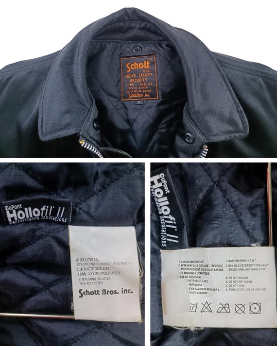 90s★Schott Security jacket nylon Size XL Vintage Schott NYC Mens Black Security Bomber Jacket Type: 978-31