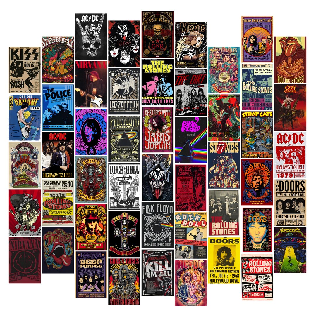 PRINTED 50 PCS Rock and Roll Poster Wall Rock Posters Rock and Roll