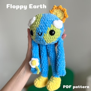 Pebble the Floppy Earth crochet pattern - earth plushie Amigurumi - cute crochet pattern snuggler