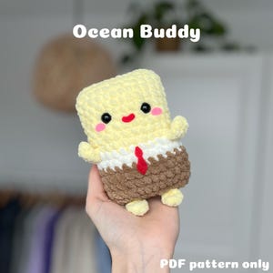 Ocean Buddy childhood crochet pattern - amigurumi crochet plushie sponge - kawaii plush