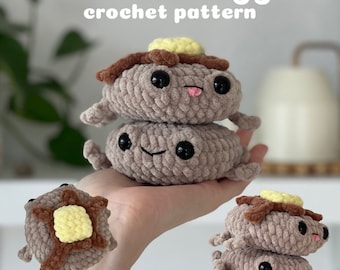 Pancake Froggies Crochet Pattern - Amigurumi pancake breakfast frog - cute crochet plushie