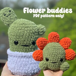 2 in 1 flower buddies crochet pattern - ENGLISH - pattern amigurumi house plant cactus flower plushie