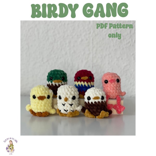 6 in 1 Birdy Gang crochet pattern easter birds