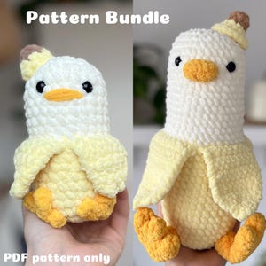Bananagoose Pattern Bundle - regular and mini Bananagoose crochet pattern - amigurumi animal fruit plushie banana goose
