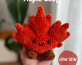 Maple Leaf crochet pattern - cute autumn plushie amigurumi - fall leaf plush