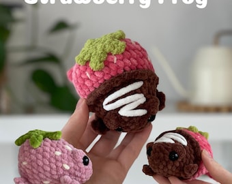 Strawberry Frog Crochet Pattern - amigurumi froggy chocolate - PDF pattern fruit frog cute summer