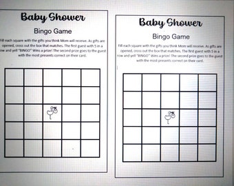 Baby Shower Bingo with Stork