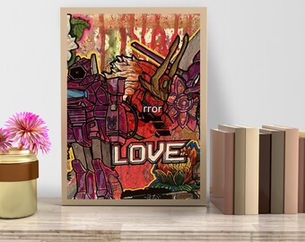 Robot Love Physical Wall Art, Unique Robot Decor, Modern Home Decor, Gift For Robot Enthusiast