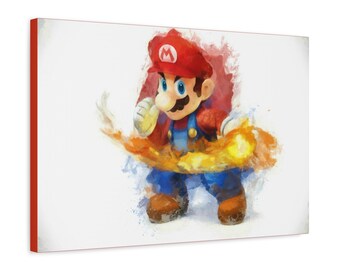 Mario Painting, 1.25" Premium Canvas