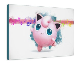 Jigglypuff Painting, 1.25" Premium Canvas