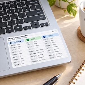 Dekal med fusklappsblad för Excel och Word för PC, bärbar dator och kontorsreferens