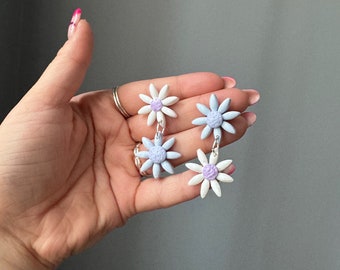 Boucles d'oreilles marguerites | boucles d'oreilles en pâte polymère | fait main