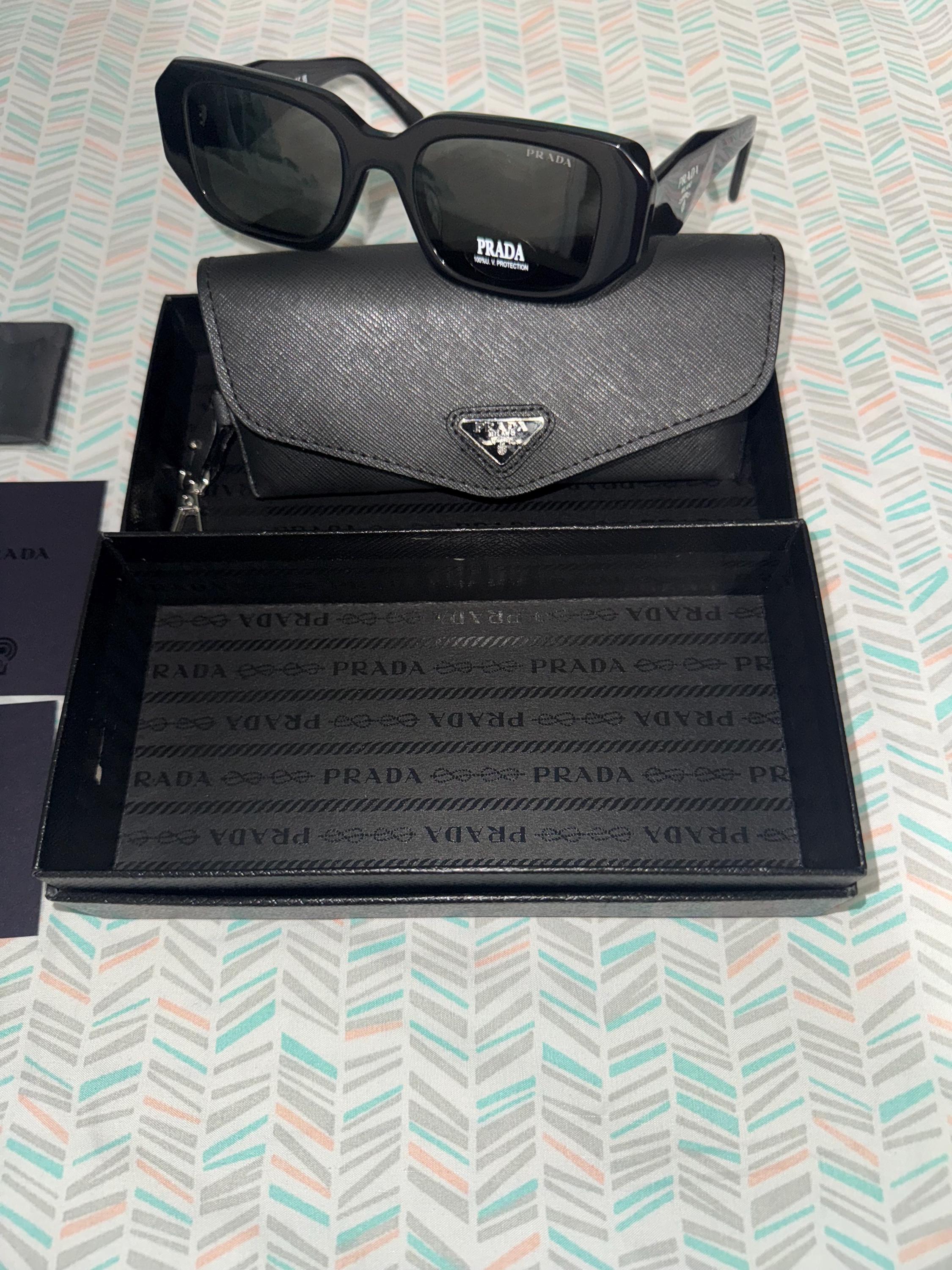 PRADA Saffiano Black Hard Case w/ Cloth & GiftBox for