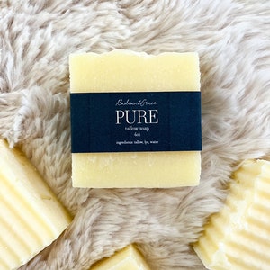 Pure Tallow Soap, Tallow Soap, All Natural Soap, Bar Soap, Sensitive Skin Soap, Body Soap, Hand Soap, Dish Soap, Homemade Soap, Tallow