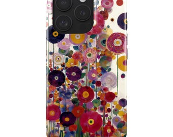 Retro Tulips Cover iPhone 17 Pro (MagSafe) & Samsung Galaxy S25 | 70s Case | Gift for Him and Her | Colorful Geometric Design