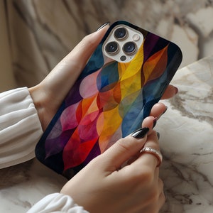 Custodia colorata per iPhone 17 (MagSafe) e Samsung Galaxy S25 | Custodia colorata astratta | Regalo per donne creative | Design artistico immagine 2