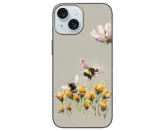 Schattig bijenhoesje voor iPhone 16 Pro (MagSafe) en Samsung Galaxy S25 | Honeybee-hoesje | Biologisch afbreekbaar, duurzaam