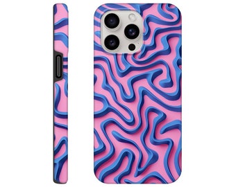 Custodia per telefono con motivo a onde astratte per iPhone 16 Pro (MagSafe) e Samsung Galaxy S25, custodia minimalista, Retro Waves