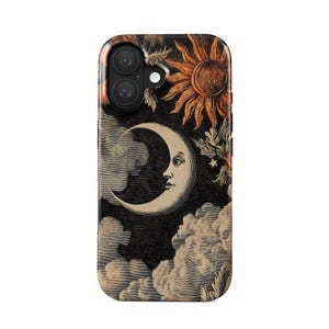 Mystischer Mond Handyhülle iPhone (MagSafe) Samsung Galaxy | Vintage Sonne & Mond | Spirituelles Astrologie Geschenk | antike retro Ästhetik